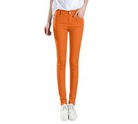 Pantalones vaqueros para mujer de cintura alta, clásicos, ajustados, de color sólido, informales, elegantes, elásticos, cómodos, modernos, naranja, XXL