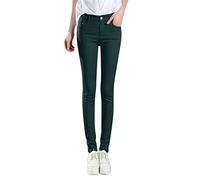 Pantalones vaqueros para mujer de cintura alta, clásicos, ajustados, de color sólido, informales, elegantes, elásticos, cómodos, modernos, Verde militar., XXL