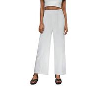 Pantalones vaqueros para mujer de cintura alta, holgados, pierna ancha, elásticos, adelgazantes, corte recto, vaquero, tiempo libre, clásicos, holgados, pantalones de chándal de color liso, Blanco, XL