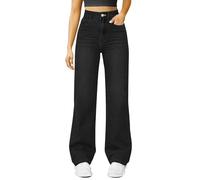 Pantalones vaqueros para mujer, tallas grandes, cintura alta, pantalones vaqueros de pierna recta, pantalones vaqueros clásicos, monocolor, pantalones vaqueros modernos, elásticos, cómodos, pantalones