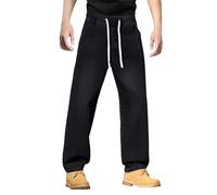 Pantalones vaqueros rectos de primavera y otoño para hombre, estilo informal, para niña, Negro, S