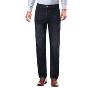 Pantalones vaqueros térmicos para hombre, forrados cálidos, pantalones rectos de invierno, pantalones térmicos gruesos, ajustados, pantalones de trabajo, pantalones de trabajo con forro polar, Negro-1
