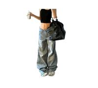 Pantalones Vaqueros Vintage de Gran tamaño para Mujer, pantalón Vaquero Ancho, Holgado, Azul, de Tiro bajo, Y2k, Moda Coreana, Ropa de Calle, otoño