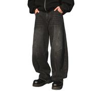 Pantalones vaqueros vintage para hombre Y2K Hip Hop holgados Pantalones de cintura alta con pierna recta Pantalones vaqueros con múltiples bolsillos informales Forma de pierna ancha Skater Jeans
