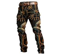 Pantalones vikingos para hombre, mitología nórdica, impresión 3D, pantalones deportivos vikingos, retro, tatuaje, nudo celta, cosplay, cuervo, walhall, medieval, pantalones de chándal medievales, O