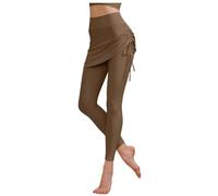 Pantalones Yoga dos piezas mujer anti transparencia textura desnuda cubierta caderas alta elasticidad cordón alta cintura levanta nalgas para baile deporte fitness botines de yoga para mujer, caqui, S
