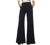 Pantaloni Casual con altoparlante Casual semplici in Tinta Unita da Donna (Black, XXL)