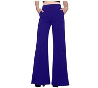 Pantaloni Casual con altoparlante Casual semplici in Tinta Unita da Donna (Blue, L)