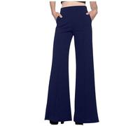 Pantaloni Casual con altoparlante Casual semplici in Tinta Unita da Donna (Navy, M)