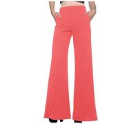 Pantaloni Casual con altoparlante Casual semplici in Tinta Unita da Donna (Red, S)