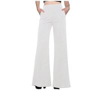Pantaloni Casual con altoparlante Casual semplici in Tinta Unita da Donna (White, S)