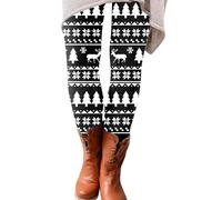 PantaMedias de fitness navideñas para mujer, estampadas, pantalones elásticos largos, de bota, casuales, de cerilla, sudadera de algodón, B-Negro, XXX-Large