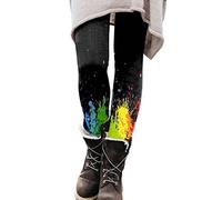 PantaMedias de fitness navideñas para mujer, estampadas, pantalones elásticos largos, de bota, casuales, de cerilla, sudadera de algodón, E-negro, S