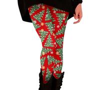 PantaMedias de fitness navideñas para mujer, estampadas, pantalones elásticos largos, de bota, casuales, de cerilla, sudadera de algodón, A-rojo, XXL