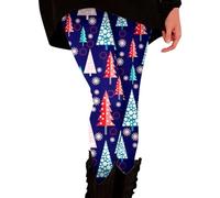 PantaMedias de fitness navideñas para mujer, estampadas, pantalones elásticos largos, de bota, casuales, de cerilla, sudadera de algodón, A-azul oscuro, XXL