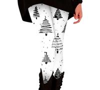 PantaMedias de fitness navideñas para mujer, estampadas, pantalones elásticos largos, de bota, casuales, de cerilla, sudadera de algodón, A-blanco., XXL