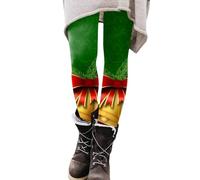 PantaMedias de fitness navideñas para mujer, estampadas, pantalones elásticos largos, de bota, casuales, de cerilla, sudadera de algodón, C-verde, S