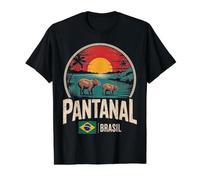 Pantanal Brasil Ciudad Viajes Brasil Naturaleza Puesta Camiseta gráfica económica, Hombre, Negro, L