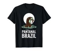 Pantanal Brasil Nutria Gigante Atardecer Río Camiseta gráfica económica, Hombre, Negro, S