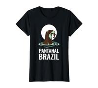 Pantanal Brasil Nutria Gigante Atardecer Río Camiseta gráfica económica, Mujer, Negro, S