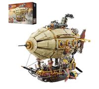 PANTASY Maqueta de dirigible steampunk para adultos, zepelín de dos capas con engranajes, juego de bloques de bricolaje, juguete retro de ciencia ficción