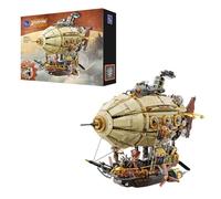 PANTASY Maqueta de dirigible steampunk para adultos, zepelín de dos capas con engranajes, juego de bloques de bricolaje, juguete retro de ciencia ficción