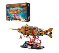 PANTASY Steampunk Nautilus - Juego de bloques de sujeción para submarinos, diseño modular de 3 secciones con hélice de engranajes, mini barco y escena de aventura submarina, modelo retro mecánico