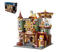 PANTASY Tienda de Regalos, Edificio Modular Motorizado para Adultos | Carrusel, noria, fachada abatible e interior detallado, edificio de cuento para construir, jugar y exponer