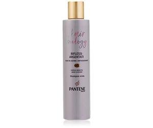 Pantene Pro-V Champú antiamarillo, champú profesional para cabellos blancos, grises o rubios, Hair Biology Reflejos Plateados, 250 ml