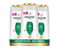 Pantene Pro-V - Champú sedoso para cabello liso que aporta suavidad y control del efecto encrespamiento, 3 x 675 ml