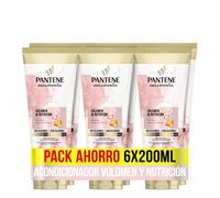 Pantene Pro-V Miracles Acondicionador Volumen & Nutrición Sin Siliconas Para Un Pelo Con Cuerpo Y Volumen Con Biotina + Agua De Rosas, 200ml x6