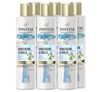 Pantene Pro-V Miracles Hidratación y Brillo Champú Hidratante Pelo, 6x250ml | Ácido Hialurónico y Vitamina B5, Para el Cabello Seco y Dañado