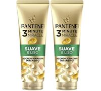 Pantene Pro-V Suave y Liso Acondicionador 3 Minute Miracle 220ml para Pelo Encrespado y Seco. Fórmula Pro-V con Active Nutri-Plex. Ayuda a Suavizar y Revitalizar el Pelo. Con Ácido Hialurónico