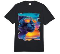 Pantera con Gafas de Sol Puesta de Sol Playa Tropical Animal Comfort Colors Adult Heavyweight T-Shirt