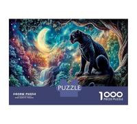 Pantera iluminada por la Luna 1000 Piezas Pantera Cosmos Rompecabezas Desafiantes Impossible Puzzle Juguetes Rompecabezas De Juego Actividades Familiare Regalos 52x38cm/1000pcs