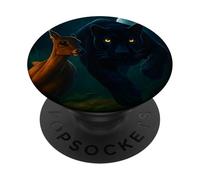 Pantera Leopardo Negro, Persiguiendo Ciervos, Arte de la Selva, Gatos Grandes PopSockets PopGrip Adhesivo