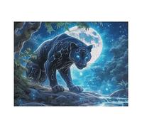 Pantera Negra a la luz de la Luna Puzzles 500 Piezas Decoración Hogar 3D Elegante Fauna Silvestre Rompecabezas Familiar para Adultos Obra De Arte Colorido DIY Creativo 500 PCS