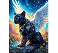 Pantera Negra con Alas de Ángel Rompecabezas 300 Piezas Cartón Grueso para Coleccionistas Mascota de Vida Silvestre Desconectar Rutina Ejercicio Mental Relajante 300 PCS