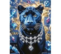Pantera Negra con Collar de Diamantes Puzzle 500 Piezas Juguete Educativo Familiar Interactivo Fauna Mascotas Rompecabezas 3D para Hombres Y Mujeres Construir Maquetas Desafío Intelectual 500 PCS