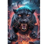 Pantera Negra con Ojos Ardientes Puzzle 1000 Piezas Cartón Resistente para Parejas Mascota de Vida Silvestre Noches De Cita para Relajarse para Fiestas Navideñas 1000 PCS