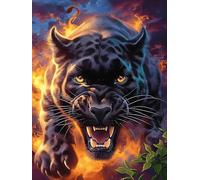 Pantera Negra con Ojos ardientes Puzzle 1000 Piezas Desafío Impossible Extremo Animal Salvaje Mascota Rompecabezas para Adultos Aliviar Estrés Decoración Hogar 3D Maquetas Construir 1000 PCS