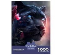 Pantera Negra con Ojos Azules 1000 Piezas Adultos Puzzle Niños Regalo DecoracióN Familiar Juego Desafiante 70x50cm/1000pcs