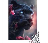 Pantera Negra con Ojos Azules Cartón Resistente Rompecabezas Clásicos 1000 Pieza S Adultos Niños Imposible Difícil Descompresión Regalo 38x26cm/1000pcs