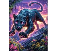 Pantera negra con ojos brillantes in A Magical Forest Puzzle 500 Piezas Cartón Blanco Premium Para Expertos vida silvestre y plantas Mejora Concentración Ejercita La Mente Actividad Días Libres Regalo
