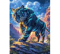 Pantera Negra con Ojos Cósmicos in A Magical Forest Puzzle 1000 Piezas Cartón Grueso para Adultos Mascota de Vida Silvestre Cute Decoración Única Hogar Noches Juegos En Familia Regalo