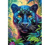 Pantera Negra con Ojos Cósmicos Puzzle 1000 Piezas Cartón Blanco Premium para Expertos Mascota de Vida Silvestre Desconectar Estrés Alivio Ansiedad Garantía Satisfacción Regalo Creativo 1000 PCS