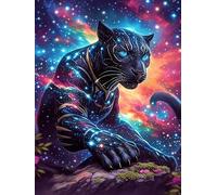Pantera Negra con Ojos Cósmicos Puzzle 300 Piezas Cartón Blanco Premium para Coleccionistas Planta de Vida Silvestre Toda La Familia Compatible Marco Estándar Decoración Hogar Regalo Creativo 300 PCS