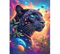 Pantera Negra con Ojos cósmicos Puzzles 300 Piezas Construir DIY 3D Planta Silvestre Rompecabezas para Adultos Maquetas Educativas Aliviar Estrés Estera Portátil 300 PCS