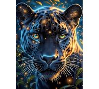 Pantera Negra con Ojos Cósmicos Rompecabezas 300 Piezas Cartón Resistente para Toda La Familia Mascota de Vida Silvestre Cute Actividades Grupales Relajación Concentración Regalo Aniversario 300 PCS