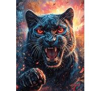 Pantera Negra con Ojos Luminosos Puzzle 1000 Piezas Colorido Vibrante Paisaje Ciencia ficción Rompecabezas para Adultos Obra De Arte Familiar Estera Portátil DIY Creativo 1000 PCS